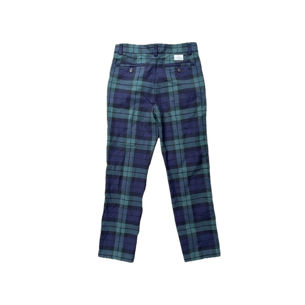 Vineyard Vines Girls Plaid Pants Size 10 Blue Green Tartan Stretch Cotton Preppy - Picture 6 of 8